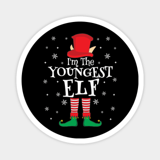 I'm The Youngest Elf Matching Family Christmas Pajama Shirt Magnet